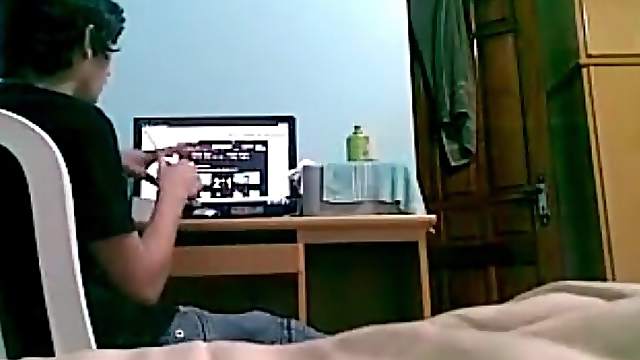 Twink watches porn and jerks off