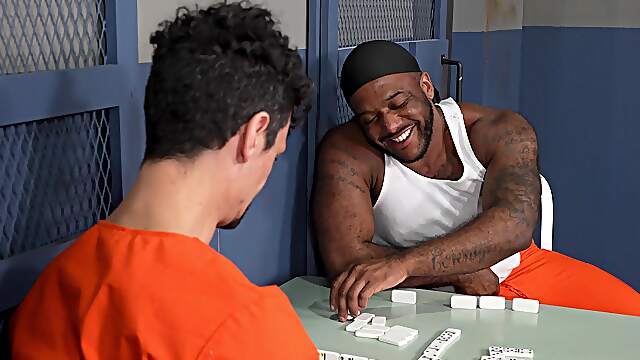 Black thug shows white dude proper gay anal in prison