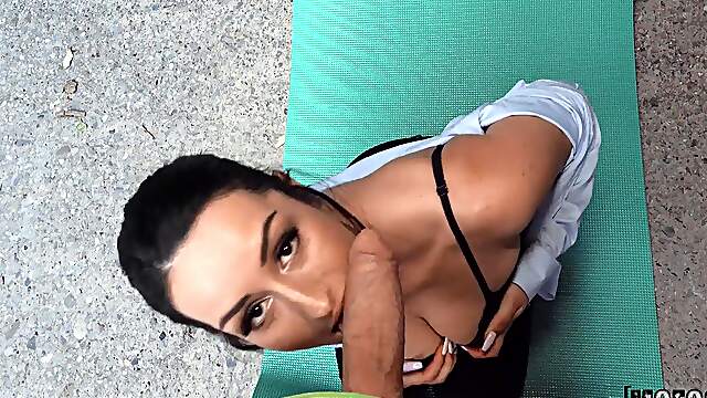 Fine slut shares immaculate POV during public sex with a random man