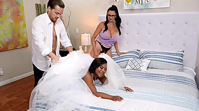 Ebony beauty and her mother-in-law are in for a spicy threesome