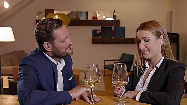 Stiff tool makes classy woman feel amazing during hard sex at the date