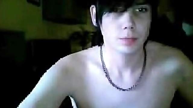 Emo boy on webcam plays with his cock