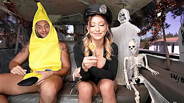 Adorable woman fucked on Halloween in crazy positions