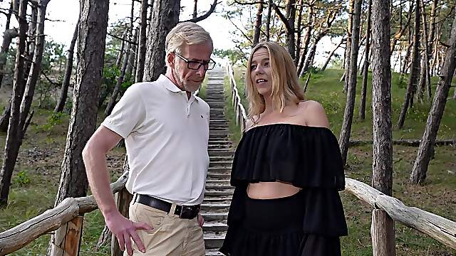 Blonde milf kim got fucked outdoors by a stranger