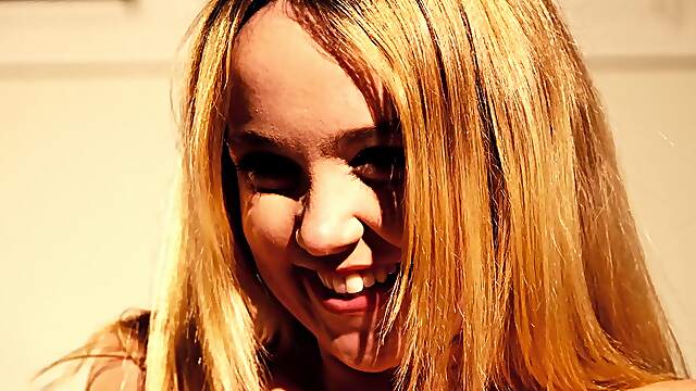 Two cute teens Nikole Nash and Will Pounder in the bathroom