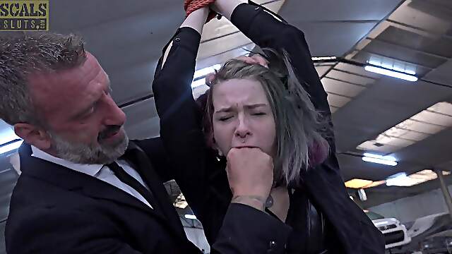 Fetish hot couple with high heels and bdsm spanking action