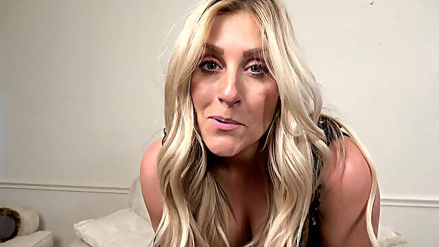 Hot blonde Jenna Mane masturbates in sexy fishnet lingerie