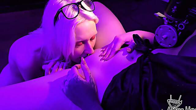 Two cute girls Bleika and Ingrida have a great fun with a dildo together