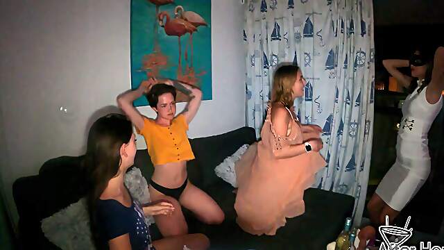 Miss Pussycat and her friends are having a wild party with toys.