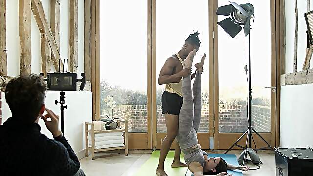 Romeo's massive cock ravages Adreena's phony funbags in a dirty interracial bang