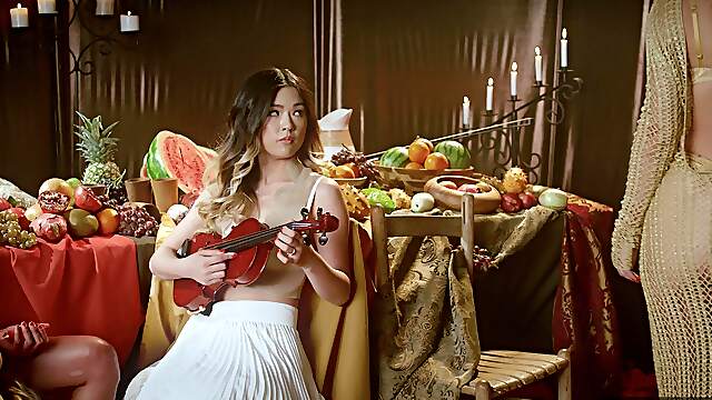 Asian temptresses Marica Hase and Mona Wales tease with sloppy BJs