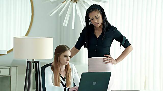 Big-dicked Mandingo pumps Kira Noir and Ava Parker in a wild FFM threesome