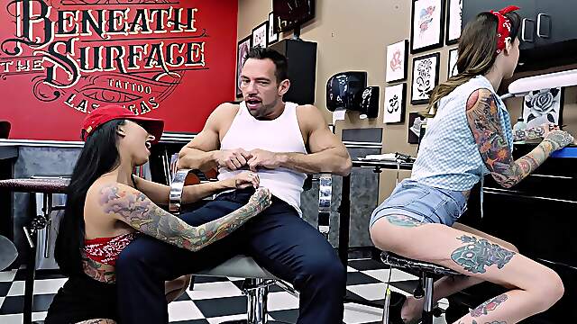Johnny and Rocky indulge in a wild MILF orgy with Lily Lane