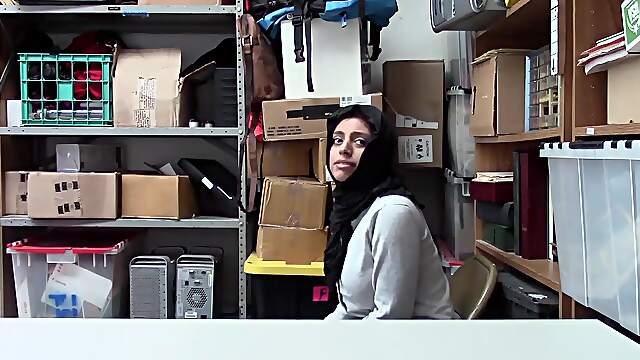 Arab couple in the office, Ella's massive naturals on display