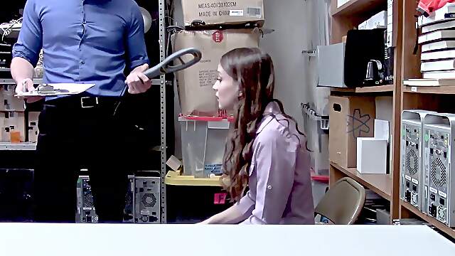 Teen Izzy gets rough oral by Mike in tight uniform