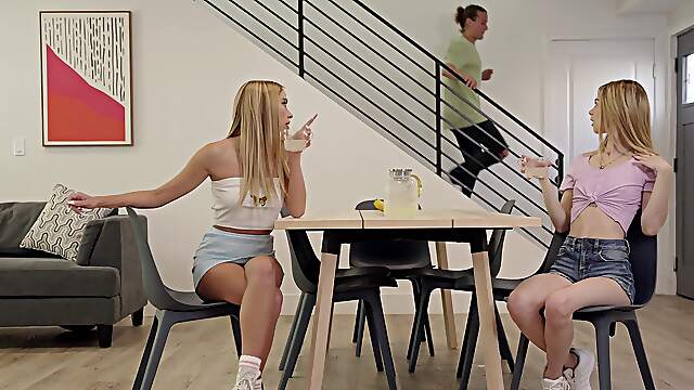 Big-dicked stud pleases Khloe and Molly in a wild FFM threesome