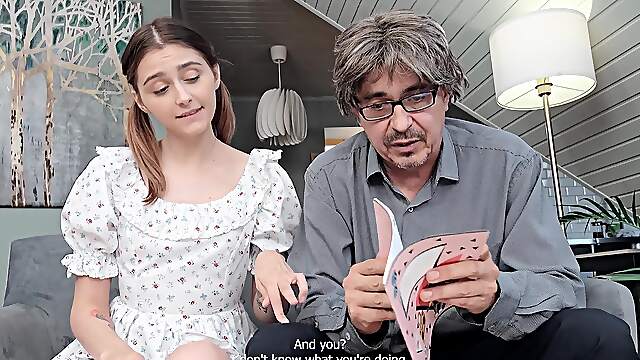 Teen dream in Funkytown: Small-titted cutie bends over for daddy's pleasure