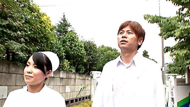 Japaneze babe Miho gets her huge knockers played with and a triple-header of pleasure