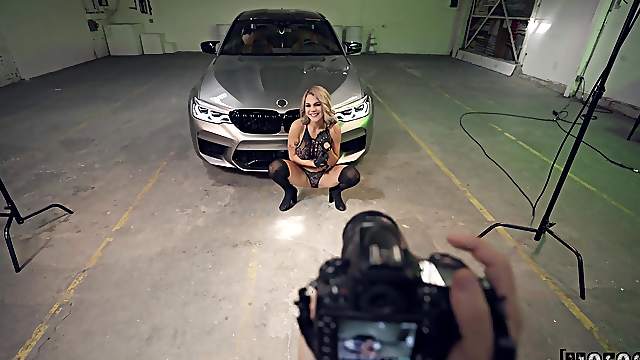 Hot model Gabbie Carter gets banged at garage photo shoot