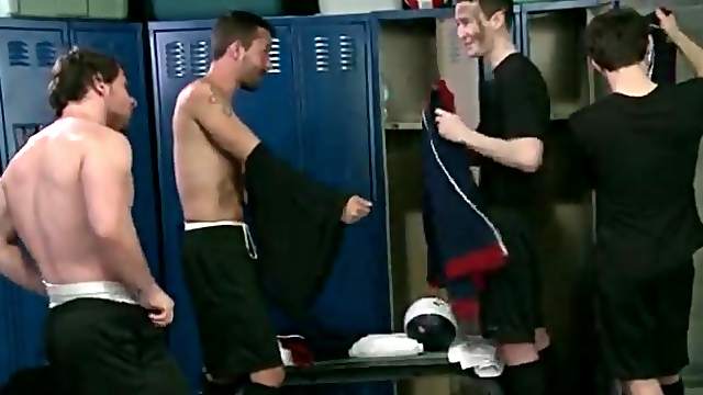 Soccer players suck and stroke in jockstraps