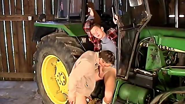 Farmer boys suck dick and fuck in the barn